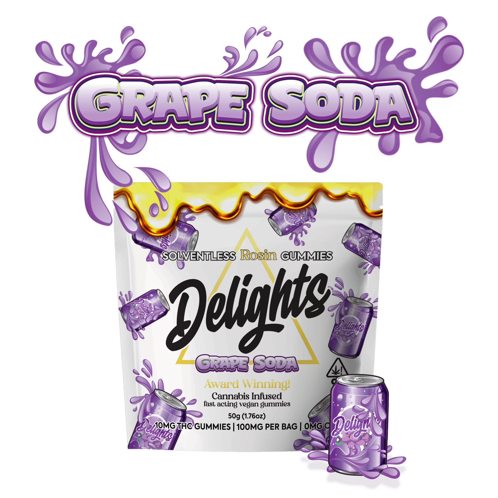 Grape Soda Delights Rosin Infused Gummies
