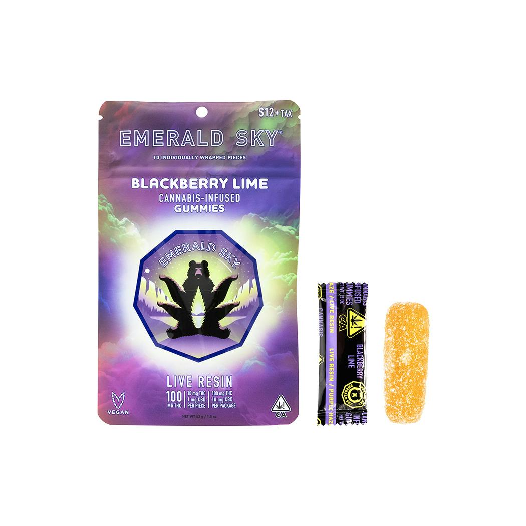 Emerald Sky Live Resin Gummies - Blackberry Lime 100mg