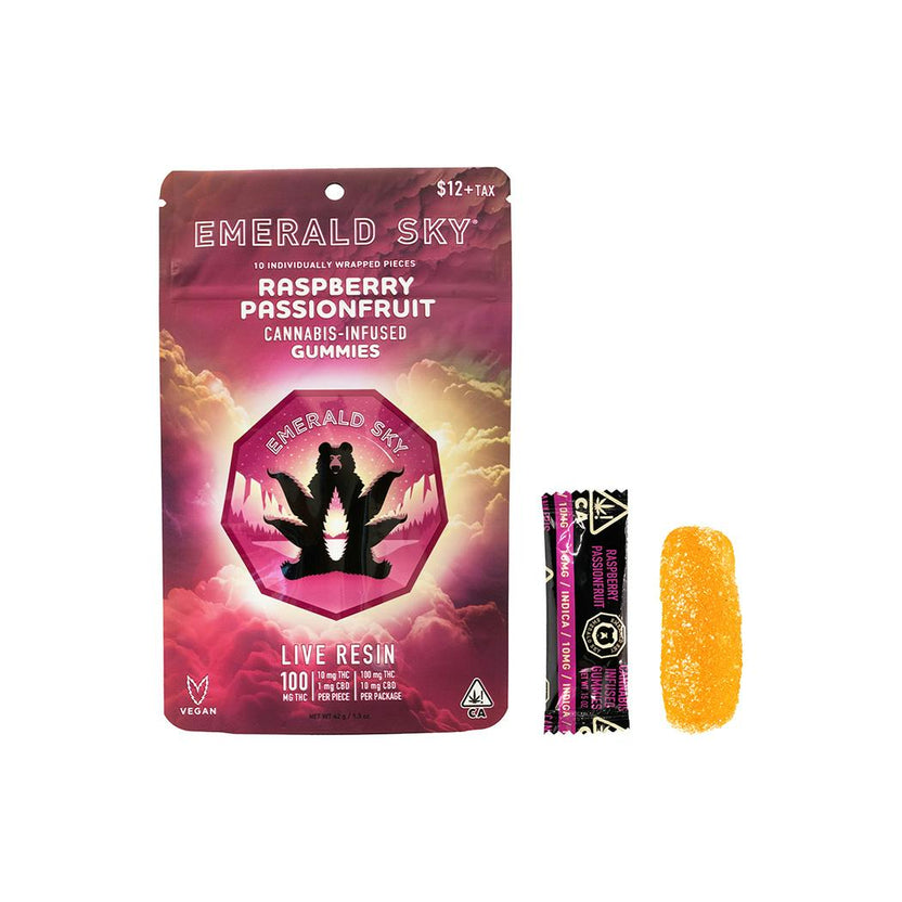 Emerald Sky Live Resin Gummies - Raspberry Passionfruit 100mg