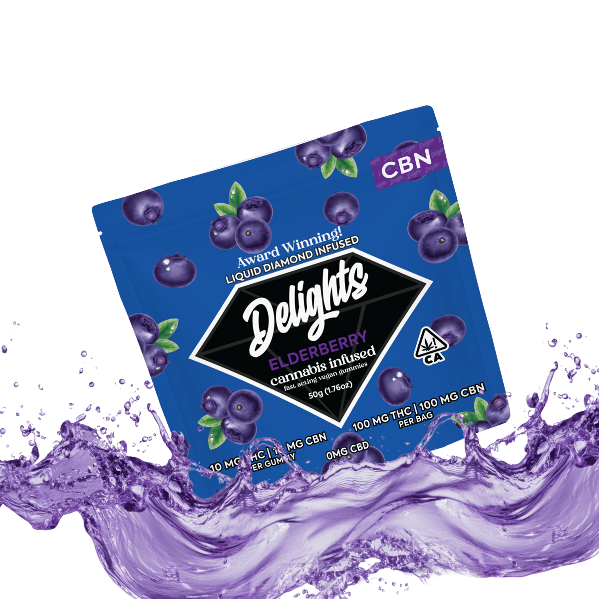 Elderberry CBN Delights Gummies Liquid Diamond Infused