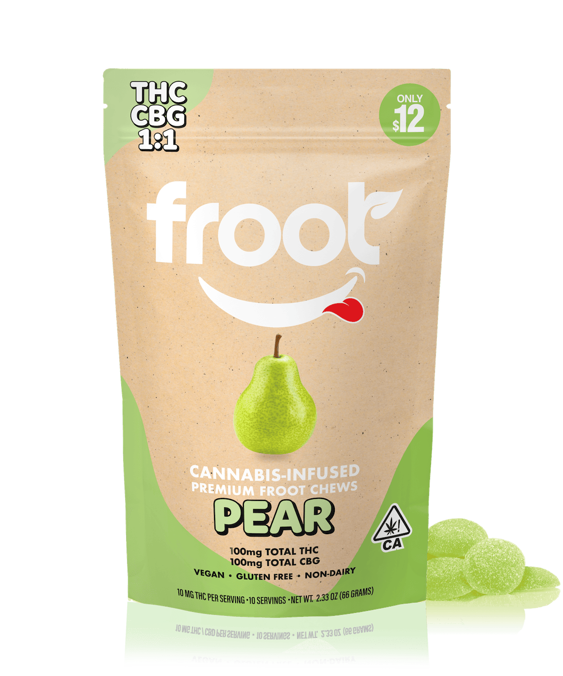 Froot Pear 100mg/10pk CBG:THC 1:1 Gummy